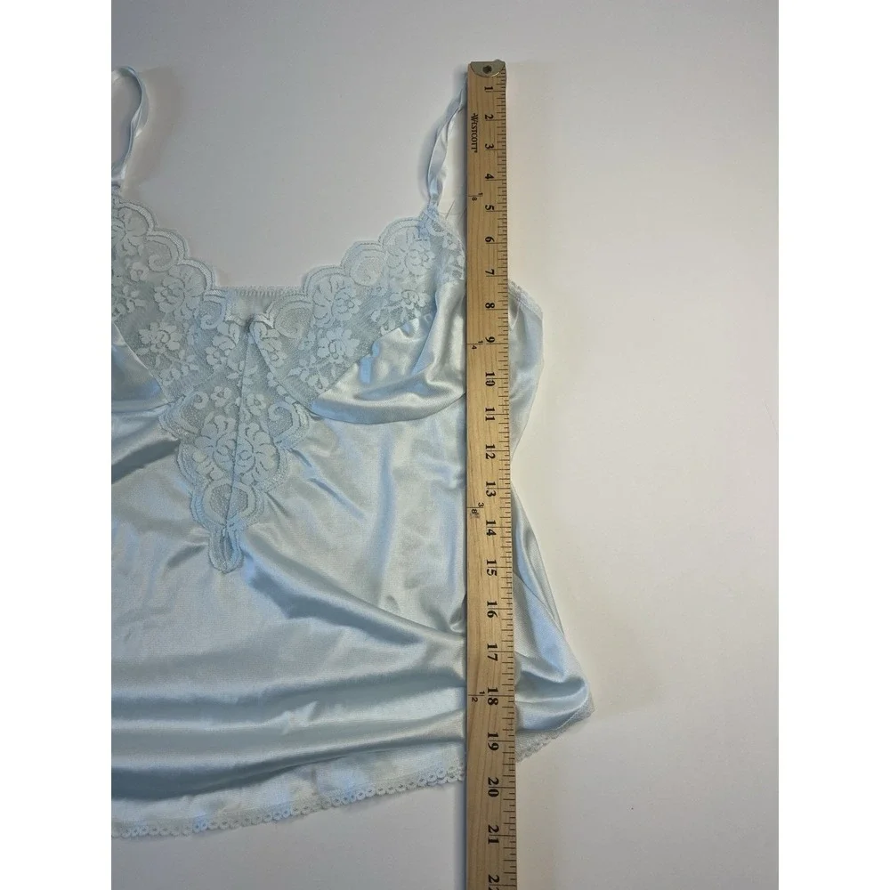 Vtg Babydoll Union‎ Made Cami Top Blue Fairy Ethereal Lingerie Lace Coquette 38 - Picture 8 of 9